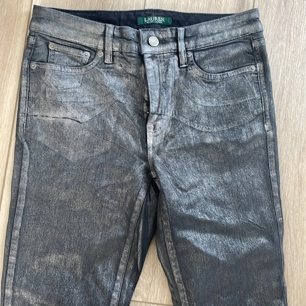 Silver coated party metallic jeans NWOT